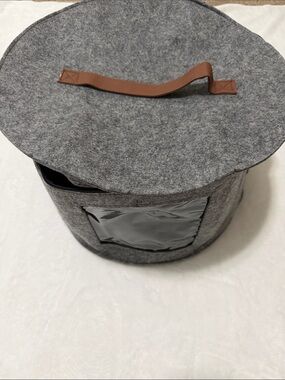 Gray Felt Storage Bin for hats